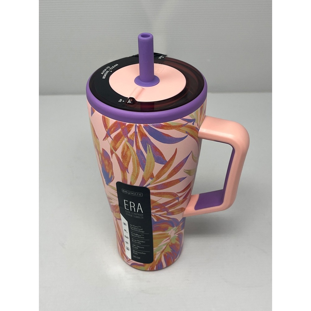 NEW Brumate Era 30oz Leakproof Straw Tumbler Tropical Pink Floral Travel Mug